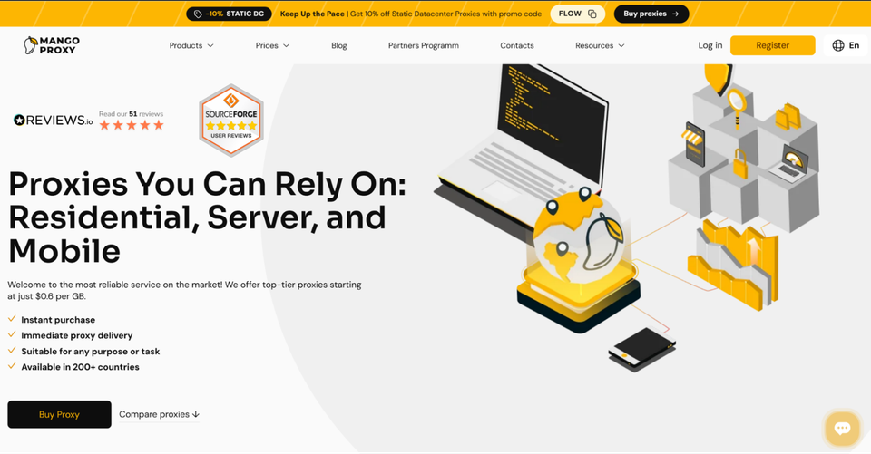 MangoProxy homepage
