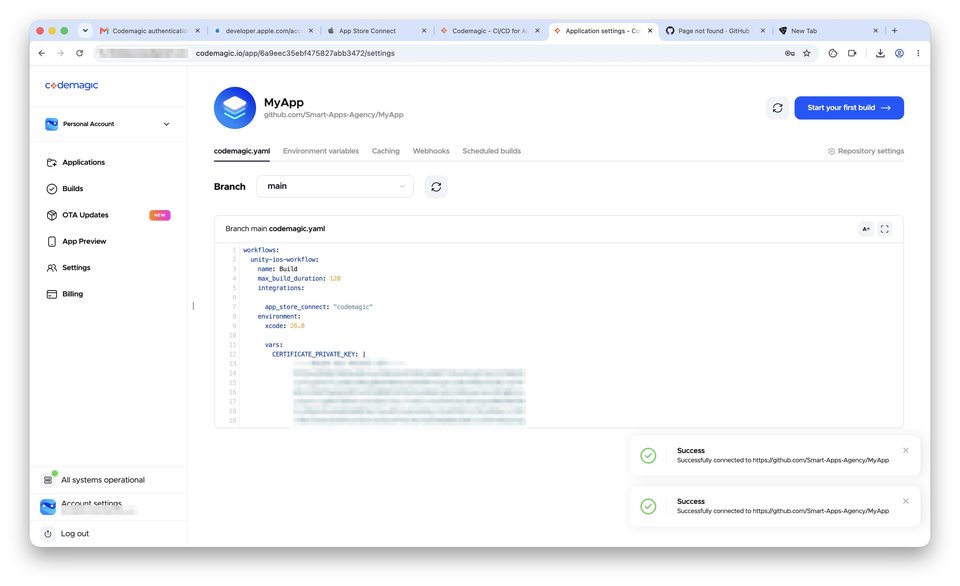 Регистрация в Codemagic и подключение GitHub-репозитория — шаг 8