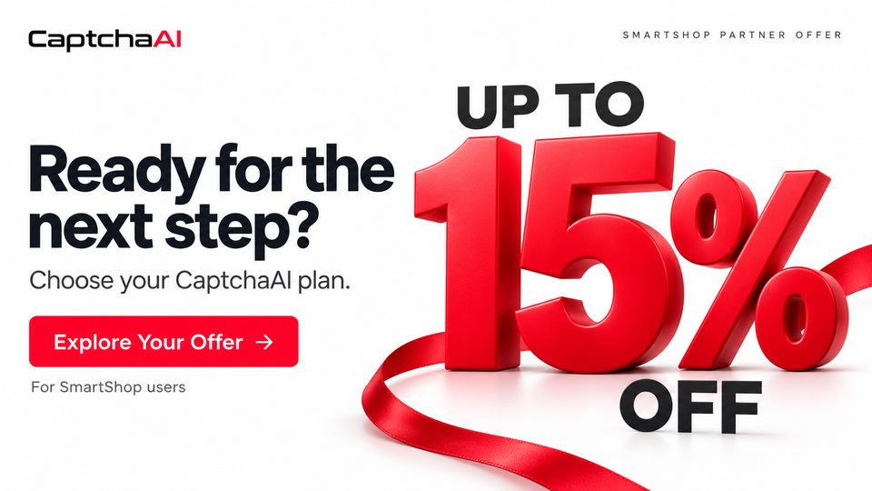 Up to 15% off CaptchaAI plans for SmartShop users