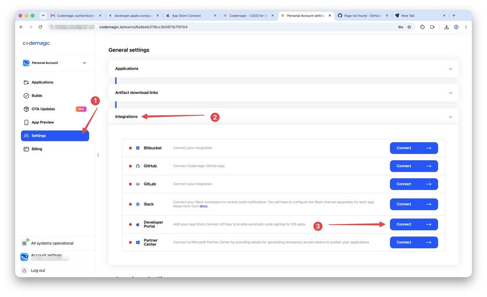 Регистрация в Codemagic и подключение GitHub-репозитория — шаг 9