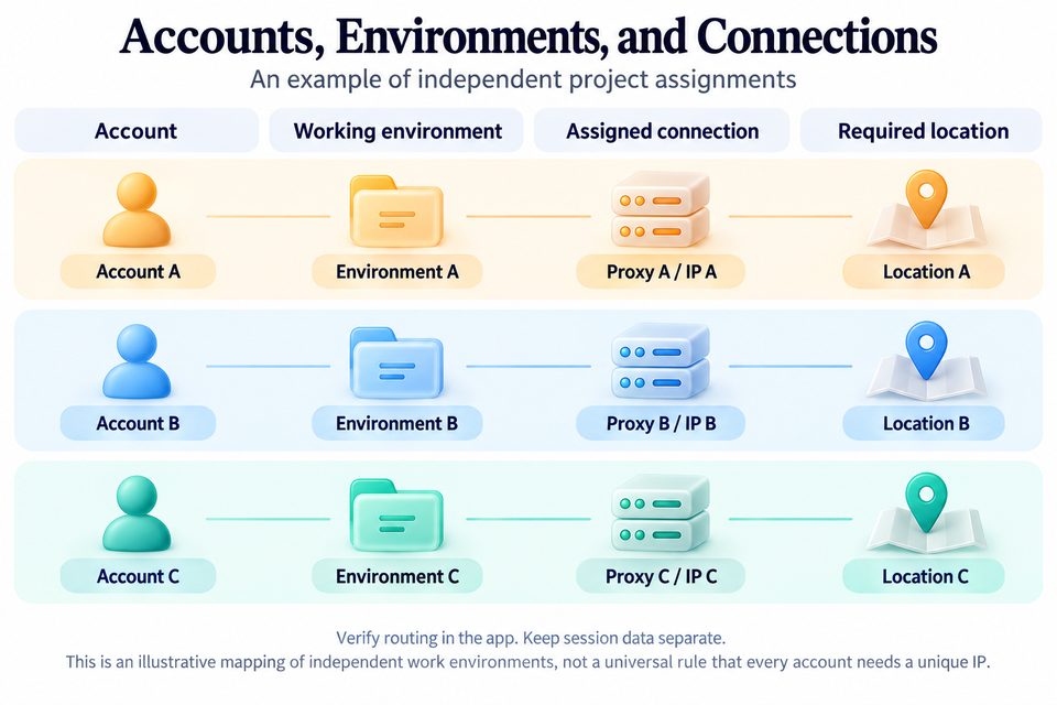 Accounts, Environments, and Connections diagram