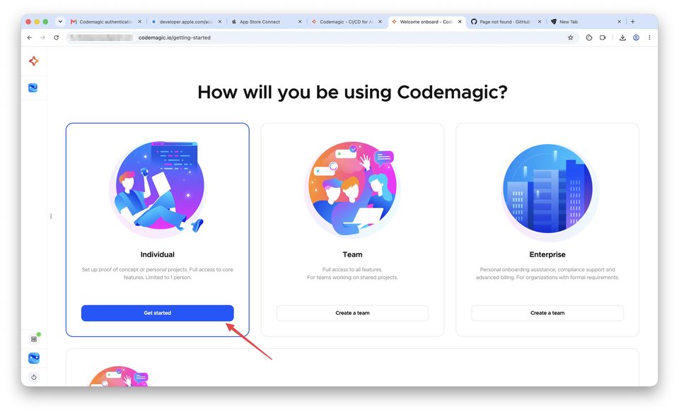 Регистрация в Codemagic и подключение GitHub-репозитория — шаг 3