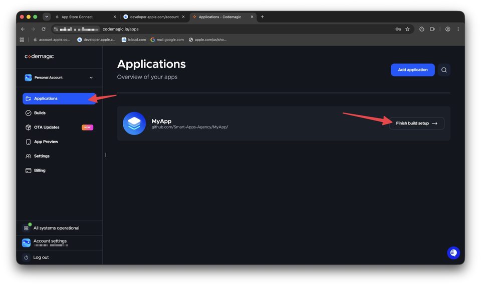 Подключение Apple Developer аккаунта к Codemagic — шаг 3