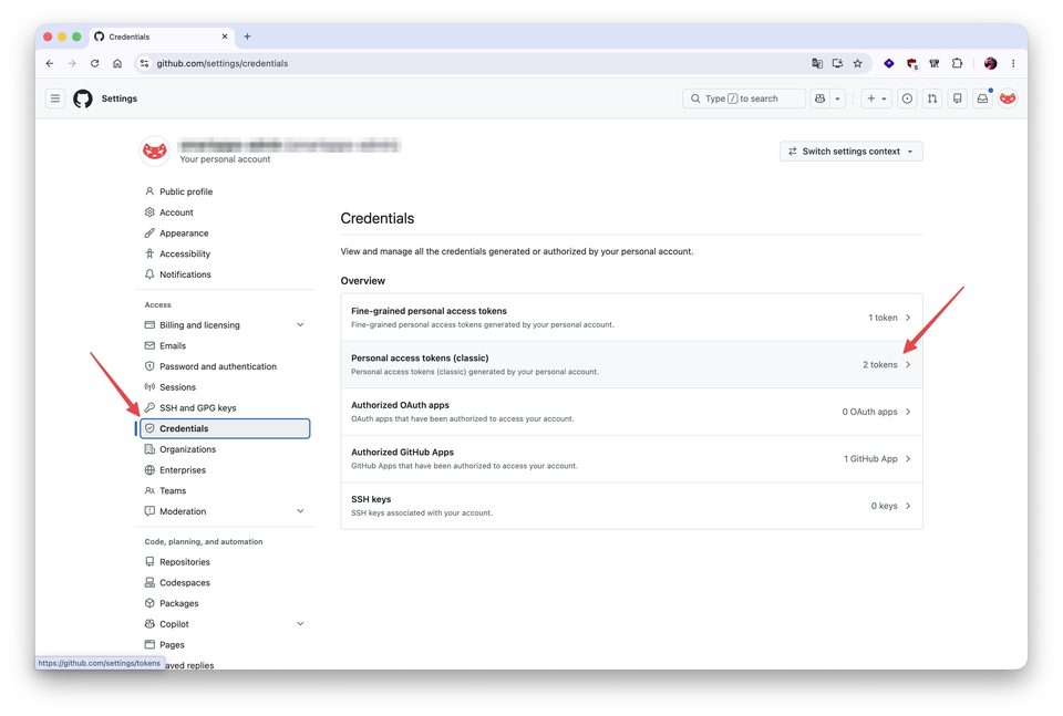 Создание GitHub Personal Access Token — шаг 2