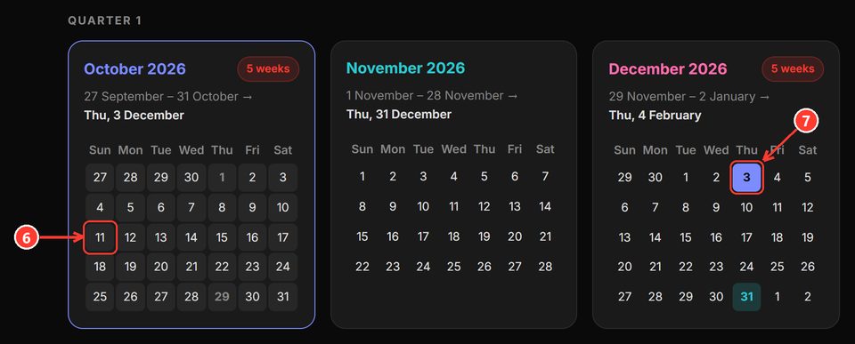 A clicked day: the Apple month and its payout day are highlighted