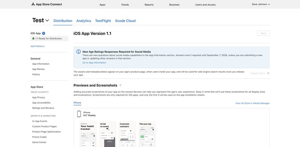 App Store Connect — відкриваємо потрібний застосунок для початку App Transfer