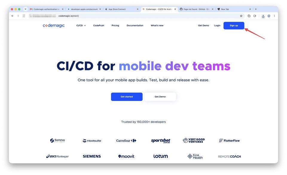 Регистрация в Codemagic и подключение GitHub-репозитория — шаг 1